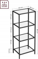 Regał Songmics VASAGLE 40 cm x 95 cm x 30 cm czarny METAL SZKŁO