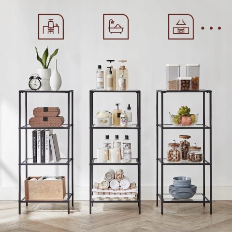 Regał Songmics VASAGLE 40 cm x 95 cm x 30 cm czarny METAL SZKŁO Regał Songmics VASAGLE 40 cm x 95 cm x 30 cm czarny METAL SZKŁO