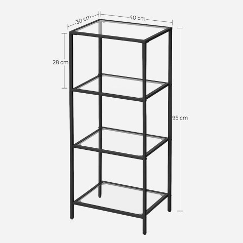 Regał Songmics VASAGLE 40 cm x 95 cm x 30 cm czarny METAL SZKŁO Regał Songmics VASAGLE 40 cm x 95 cm x 30 cm czarny METAL SZKŁO