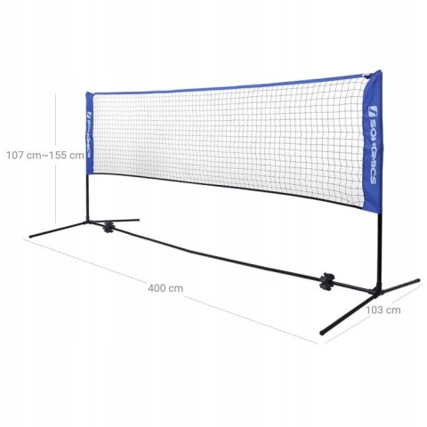 SIATKA DO BADMINTONA siatkówki tenisa niebieska 400x103x(107-155) cm SIATKA DO BADMINTONA siatkówki tenisa niebieska 400x103x(107-155) cm