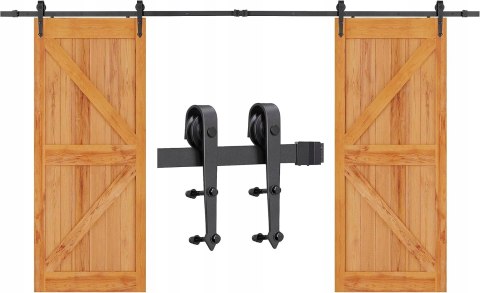 System drzwi przesuwnych yaheetech, Podwójne, czarne płynnie i cicho 366cm System drzwi przesuwnych yaheetech, Podwójne, czarne płynnie i cicho 366cm