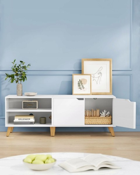 Szafka komoda RTV stojąca Songmics nowoczesna biała 140 x 50 x 40 cm Szafka komoda RTV stojąca Songmics nowoczesna biała 140 x 50 x 40 cm