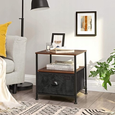 Szafka nocna stolik boczny szuflada z tkaniny LOFT RUSTYKALNY BRĄZ Szafka nocna stolik boczny szuflada z tkaniny LOFT RUSTYKALNY BRĄZ