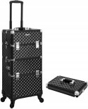 Walizka kosmetyczna mobilna kuferek organizer czarny 36 x 23 x 75 cm