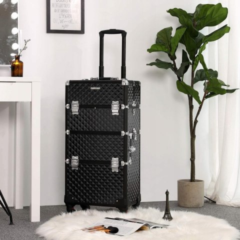 Walizka kosmetyczna mobilna kuferek organizer czarny 36 x 23 x 75 cm Walizka kosmetyczna mobilna kuferek organizer czarny 36 x 23 x 75 cm