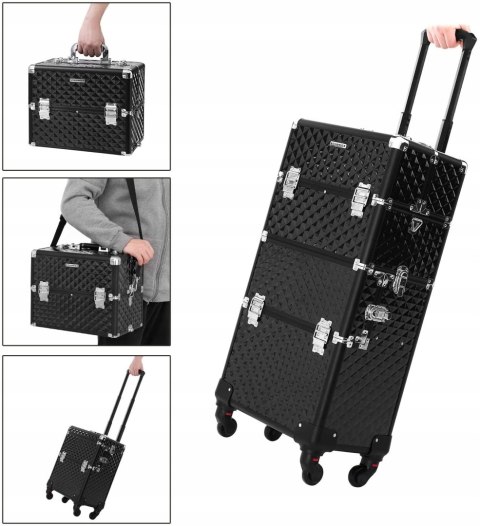 Walizka kosmetyczna mobilna kuferek organizer czarny 36 x 23 x 75 cm Walizka kosmetyczna mobilna kuferek organizer czarny 36 x 23 x 75 cm