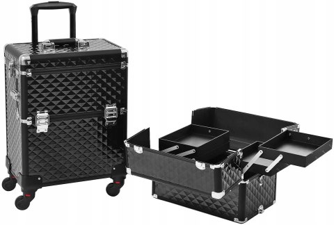 Walizka kosmetyczna mobilna kuferek organizer czarny 36 x 23 x 75 cm Walizka kosmetyczna mobilna kuferek organizer czarny 36 x 23 x 75 cm