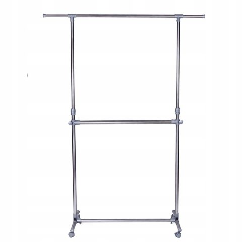 Wysoki Wieszak SZARO SREBRNY na ubrania rama regulacja wysokości 198cm max Wysoki Wieszak SZARO SREBRNY na ubrania rama regulacja wysokości 198cm max