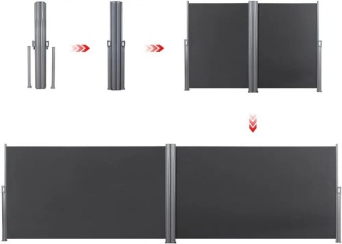 Markiza Wysuwana boczna ciemnoszara antracyt 180 x 600 cm Markiza Wysuwana boczna ciemnoszara antracyt 180 x 600 cm