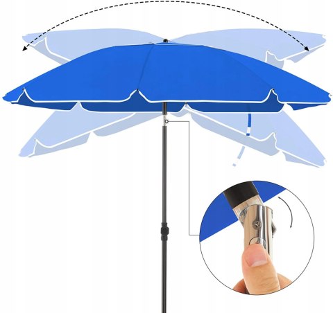 PARASOL OGRODOWY PLAŻOWY tarasowy klasyczny NIEBIESKI SKŁADANY 200 CM PARASOL OGRODOWY PLAŻOWY tarasowy klasyczny NIEBIESKI SKŁADANY 200 CM