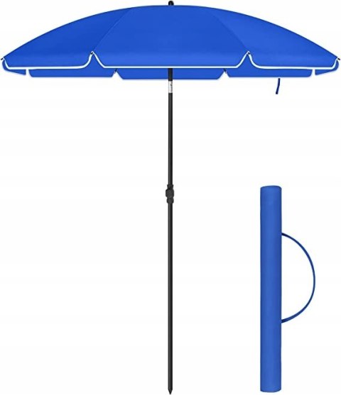 PARASOL OGRODOWY PLAŻOWY tarasowy klasyczny NIEBIESKI SKŁADANY 200 CM PARASOL OGRODOWY PLAŻOWY tarasowy klasyczny NIEBIESKI SKŁADANY 200 CM
