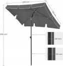 PARASOL OGRODOWY PROSTOKĄTNY SZARY DUŻY 200X125