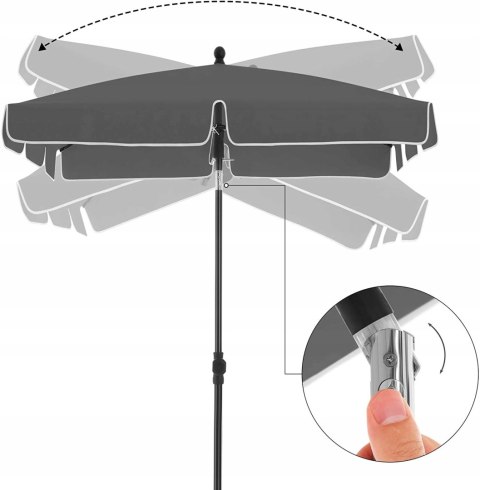 PARASOL OGRODOWY PROSTOKĄTNY SZARY DUŻY 200X125 PARASOL OGRODOWY PROSTOKĄTNY SZARY DUŻY 200X125