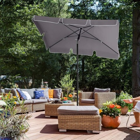 PARASOL OGRODOWY PROSTOKĄTNY SZARY DUŻY 200X125 PARASOL OGRODOWY PROSTOKĄTNY SZARY DUŻY 200X125