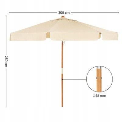 PARASOL OGRODOWY tarasowy 300 cm BEŻOWY outlet PARASOL OGRODOWY tarasowy 300 cm BEŻOWY outlet
