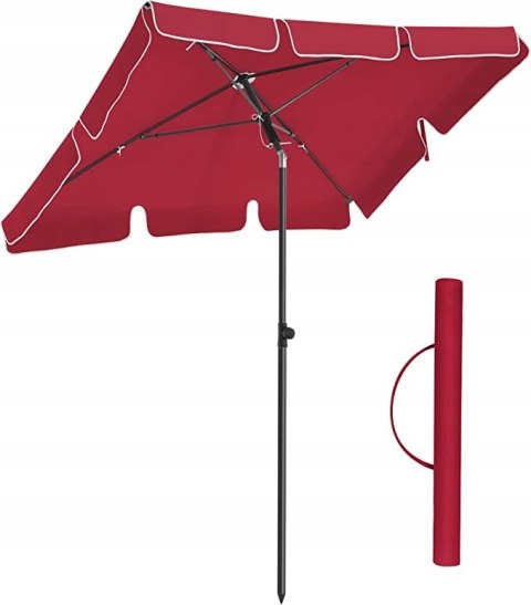PARASOL plażowy OGRODOWY tarasowy 200 X 240 CM KWADRAT CZERWONY PARASOL plażowy OGRODOWY tarasowy 200 X 240 CM KWADRAT CZERWONY