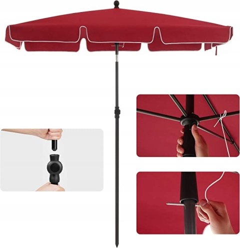 PARASOL plażowy OGRODOWY tarasowy 200 X 240 CM KWADRAT CZERWONY PARASOL plażowy OGRODOWY tarasowy 200 X 240 CM KWADRAT CZERWONY