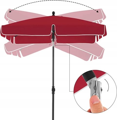 PARASOL plażowy OGRODOWY tarasowy 200 X 240 CM KWADRAT CZERWONY PARASOL plażowy OGRODOWY tarasowy 200 X 240 CM KWADRAT CZERWONY