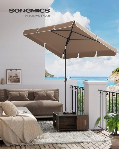 Parasol Plażowy 200cm Brązowy Prostokątny Ochrona UV Ogrodowy tarasowy Parasol Plażowy 200cm Brązowy Prostokątny Ochrona UV Ogrodowy tarasowy