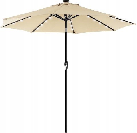 Parasol TARASOWY OGRODOWY przeciwsłoneczny 270 cm z oświetleniem LED BEŻ