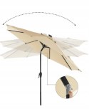 Parasol TARASOWY OGRODOWY przeciwsłoneczny 270 cm z oświetleniem LED BEŻ