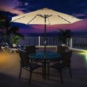 Parasol TARASOWY OGRODOWY przeciwsłoneczny 270 cm z oświetleniem LED BEŻ