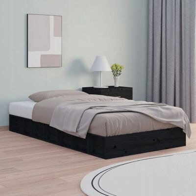 RAMA ŁÓŻKA czarna VidaXL 90x200 lite drewno RAMA ŁÓŻKA czarna VidaXL 90x200 lite drewno
