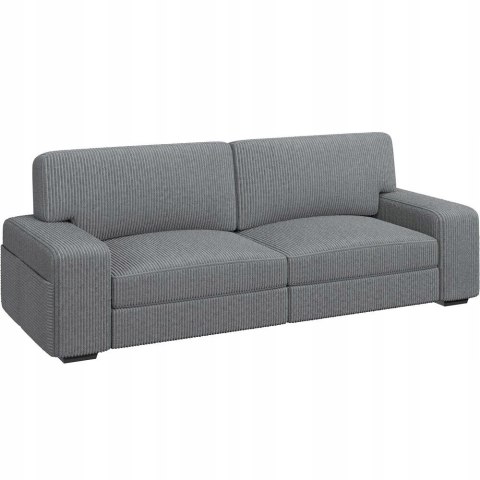 Sofa kanapa 3-osobowa szara miękka podłokietniki yaheetech 212 x 81 x 83cm