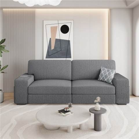 Sofa kanapa 3-osobowa szara miękka podłokietniki yaheetech 212 x 81 x 83cm Sofa kanapa 3-osobowa szara miękka podłokietniki yaheetech 212 x 81 x 83cm
