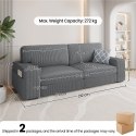 Sofa kanapa 3-osobowa szara miękka podłokietniki yaheetech 212 x 81 x 83cm
