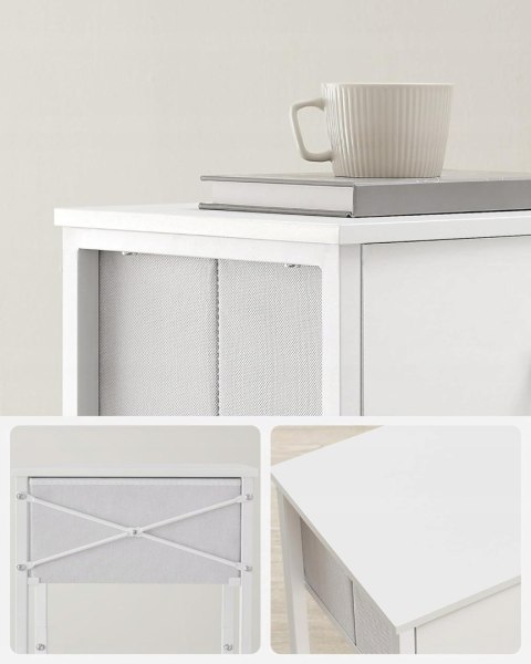 Stolik nocny z szufladą z tkaniny 60cm Szafka nocna Vasagle biała