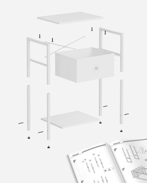 Stolik nocny z szufladą z tkaniny 60cm Szafka nocna Vasagle biała