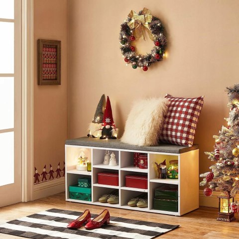 Szafka na buty ławka z siedziskiem Songmics 104 x 48 x 30 cm biała Szafka na buty ławka z siedziskiem Songmics 104 x 48 x 30 cm biała