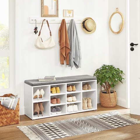 Szafka na buty ławka z siedziskiem Songmics 104 x 48 x 30 cm biała Szafka na buty ławka z siedziskiem Songmics 104 x 48 x 30 cm biała