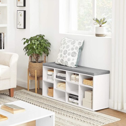 Szafka na buty ławka z siedziskiem Songmics 104 x 48 x 30 cm biała Szafka na buty ławka z siedziskiem Songmics 104 x 48 x 30 cm biała