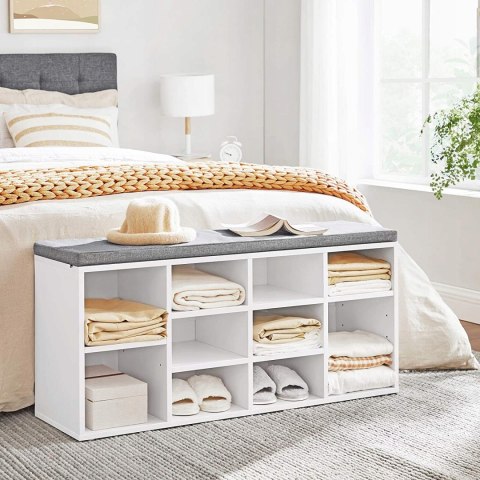 Szafka na buty ławka z siedziskiem Songmics 104 x 48 x 30 cm biała Szafka na buty ławka z siedziskiem Songmics 104 x 48 x 30 cm biała