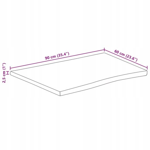 BLAT STOŁU VIDAXL z naturalną krawędzią, 90x60x2,5 cm, drewno mango OUTLET BLAT STOŁU VIDAXL z naturalną krawędzią, 90x60x2,5 cm, drewno mango OUTLET
