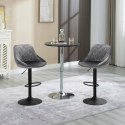 Hoker zestaw 2 sztuk Krzesło Fotel Stołek Barowy pikowane szare