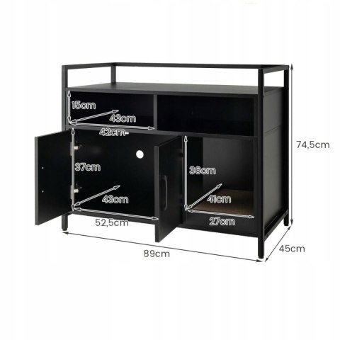 Komoda 2 w 1 Domek dla kota z drapakiem czarna 89 x 45 x 74,5 cm Komoda 2 w 1 Domek dla kota z drapakiem czarna 89 x 45 x 74,5 cm