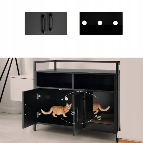Komoda 2 w 1 Domek dla kota z drapakiem czarna 89 x 45 x 74,5 cm Komoda 2 w 1 Domek dla kota z drapakiem czarna 89 x 45 x 74,5 cm