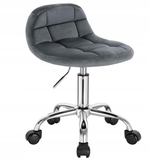 Krzesło biurowe na kółkach SZARE AKSAMIT PIKOWANE