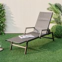 Leżak tarasowy ogrodowy rattan PE brązowy costway do 150 kg 193 x 59 cm