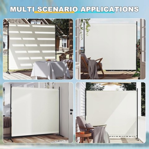 Parawan ekran prywatności kremowy 1-częściowy powłoka PA 180 x 177 cm