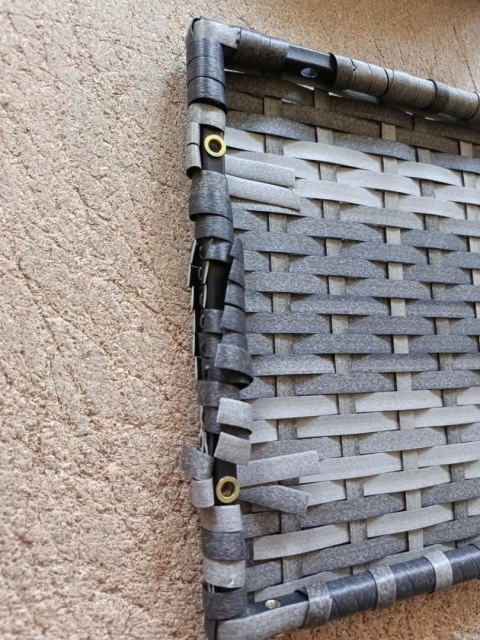 Podnóżek ogrodowy z poduszką, szary, polirattan OUTLET Podnóżek ogrodowy z poduszką, szary, polirattan OUTLET