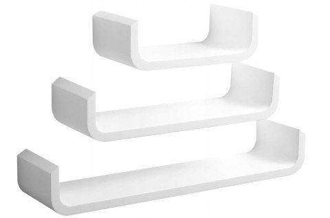 Półka ścienna plywająca zestaw 3 sztuk płyta MDF Woltu 60 x 15 cm biały Półka ścienna plywająca zestaw 3 sztuk płyta MDF Woltu 60 x 15 cm biały