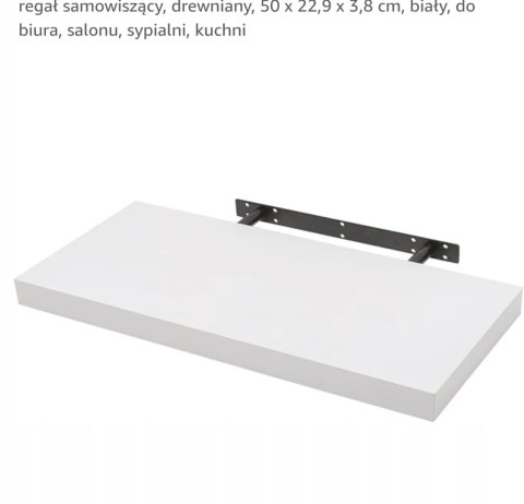 Półka ścienna wisząca płyta MDF Woltu 50 x 22,9 x 3,8 cm biały Półka ścienna wisząca płyta MDF Woltu 50 x 22,9 x 3,8 cm biały
