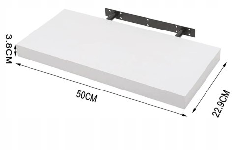 Półka ścienna wisząca płyta MDF Woltu 50 x 22,9 x 3,8 cm biały Półka ścienna wisząca płyta MDF Woltu 50 x 22,9 x 3,8 cm biały