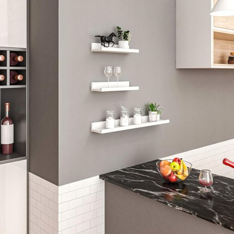 Półka wiszące pływające zestaw 3 sztuk płyta MDF Woltu 60 x 10 cm biały