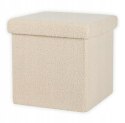 Pufa ze schowkiem miękka Teddy Box beż 38 x 38 cm