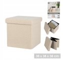 Pufa ze schowkiem miękka Teddy Box beż 38 x 38 cm